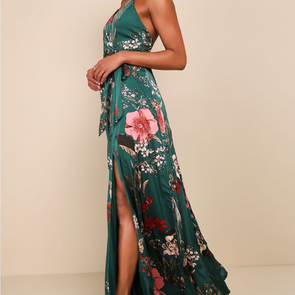 Lulu's Dark Green Floral Maxi Dress